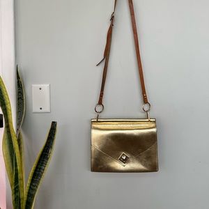Tesoro Gold Leather Crossbody Bag